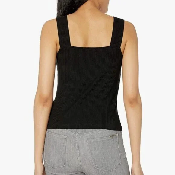 The Drop Jody Black Square Neck Fitted Rib Tank Top - Picture 9 of 9